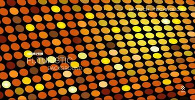 Yellow - brown circle pattern. Tiled diagonal pattern. Falling wall. Distorted perspective. vector