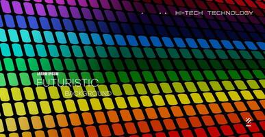Multicolored pattern of rounded squares. Tiled diagonal pattern. Rainbow wall. Distorted perspective. vector