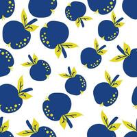 yellow-blue apples on a white background. seamless pattern vector