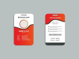 Employee ID card template font and back vector