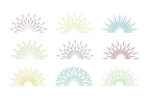 Sunburst set gold style isolated on background for logotype, emblem, logo, tag. Firework explosion, star. Vector stock illustration