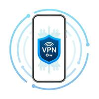 Secure VPN connection concept. Virtual private network connectivity overview. Vector stock illustration