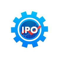 Vector IPO initial public offering concept in flat style   investment and strategy icons. Vector illustration.