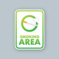 Icon with green smoking area on white background. Banner with green smoking area on white background. vector