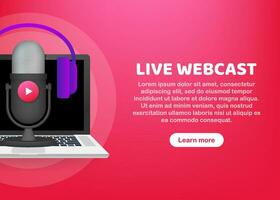En Vivo webcast botón, icono, emblema, etiqueta vector valores ilustración