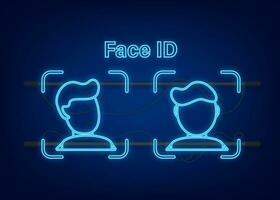 Face recognition concept design. Can use for web banner, infographics, hero images. Line neon style. Vector illustration