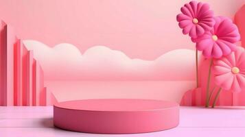 3D pink podium mockup photo