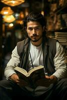 muslim man and book photo