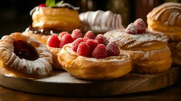 fresh pastry on table photo