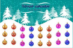 Navidad adviento calendario con abeto árboles031023 vector