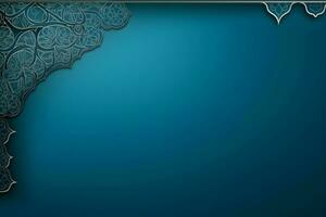 blue flat background with islamic ornament photo