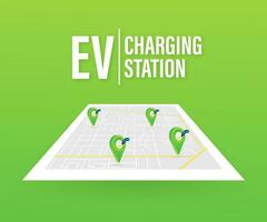 eléctrico coche cargando ev estación. vehículo en pie vector