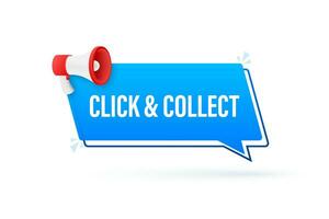 Megaphone click and collect banner. Flat style. Website vector icon. Vector stock illustration