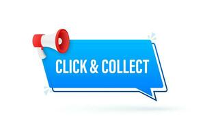 Megaphone click and collect banner. Flat style. Website vector icon. Vector stock illustration