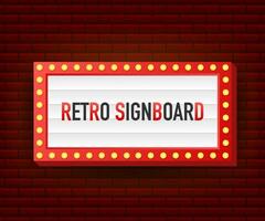 Retro lightbox billboard vintage frame. Lightbox with customizable design. Classic banner for your projects or advertising. Vector stock illustration.