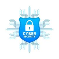 Cyber security vector logo with shield and check mark. Security shield concept. Internet security. Vector illustration