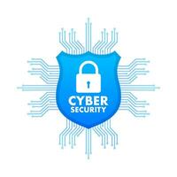 Cyber security vector logo with shield and check mark. Security shield concept. Internet security. Vector illustration