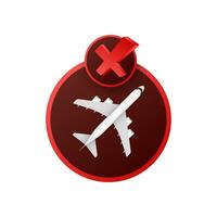 Flat style flight cancelled for design. No flying on white background, prohibit sign. vector