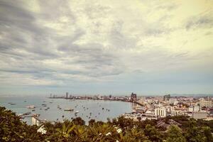 Vintage style Pattaya City landmark in Thailand photo