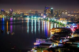 Pattaya City at night scene landmark in Thailand photo