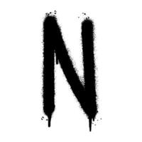 Spray Painted Graffiti font N Sprayed isolated with a white background. graffiti font N with over spray in black over white. Vector illustration.