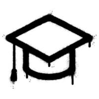 Spray Painted Graffiti Graduation Hat icon Sprayed isolated with a white background. vector