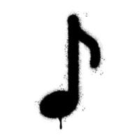 Spray Painted Graffiti eighth note Sprayed isolated with a white background. graffiti Note music icon with over spray in black over white. vector