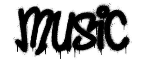 Spray Painted Graffiti Music Word Sprayed isolated with a white background. graffiti font Music with over spray in black over white. vector