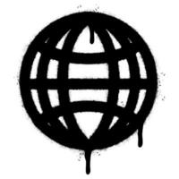 Spray Painted Graffiti World planet icon Sprayed isolated with a white background. graffiti globes of Earth with over spray in black over white. vector