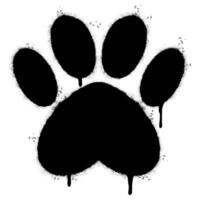 Spray Painted Graffiti Paw Print icon Sprayed isolated with a white background. graffiti paw icon with over spray in black over white. Vector illustration.