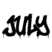 Spray Painted Graffiti July Word Sprayed isolated with a white background. graffiti font July with over spray in black over white. vector