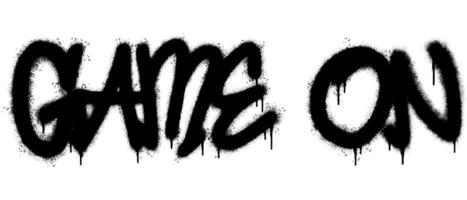 Spray Painted Graffiti Game On Word Sprayed isolated with a white background. graffiti font Game On with over spray in black over white. vector