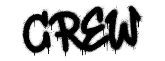 Spray Painted Graffiti crew Word Sprayed isolated with a white background. graffiti font crew with over spray in black over white. vector