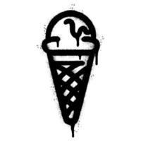 Spray Painted Graffiti ice cream con icon Sprayed isolated with a white background. graffiti Ice cream icon with over spray in black over white. vector