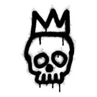 Spray Painted Graffiti skull in the crown icon Sprayed isolated with a white background. vector