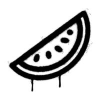 Spray Painted Graffiti Watermelon fruit slice Sprayed isolated with a white background. graffiti Watermelon icon with over spray in black over white. vector