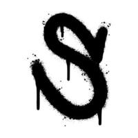 Spray Painted Graffiti font S Sprayed isolated with a white background. graffiti font S with over spray in black over white. Vector illustration.