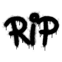 Spray Painted Graffiti Rip Word Sprayed isolated with a white background. graffiti font Rip with over spray in black over white. vector