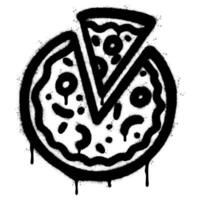 Spray Painted Graffiti Pizza icon Sprayed isolated with a white background. graffiti Pizza symbol with over spray in black over white. vector