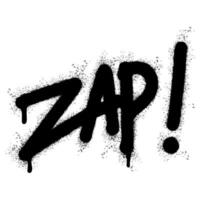 Spray Painted Graffiti zap Word Sprayed isolated with a white background. graffiti font zap with over spray in black over white. vector