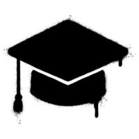 Spray Painted Graffiti Graduation Hat icon Sprayed isolated with a white background. vector