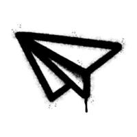 Spray Painted Graffiti paper airplane Sprayed isolated with a white background. graffiti paper airplane icon with over spray in black over white. vector