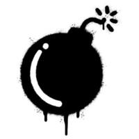 Spray Painted Graffiti Bomb icon Sprayed isolated with a white background. graffiti Bomb icon with over spray in black over white. vector