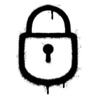 Spray Painted Graffiti padlock icon Sprayed isolated with a white background. graffiti padlock with over spray in black over white. vector