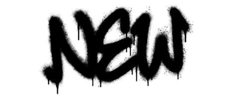 Spray Painted Graffiti New Word Sprayed isolated with a white background. graffiti font New with over spray in black over white. vector