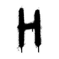 Spray Painted Graffiti font H Sprayed isolated with a white background. graffiti font H with over spray in black over white. Vector illustration.