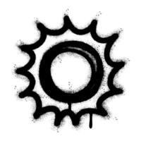 Spray Painted Graffiti Sunshine icon Sprayed isolated with a white background. graffiti sun summer weather symbol with over spray in black over white. vector