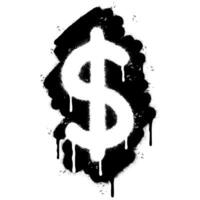 Spray Painted Graffiti dollar icon Sprayed isolated with a white background. graffiti bell icon with over spray in black over white. vector