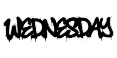 Spray Painted Graffiti Wednesday Word Sprayed isolated with a white background. graffiti font Wednesday with over spray in black over white. vector