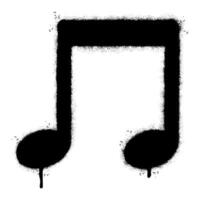 Spray Painted Graffiti beamed eighth note Sprayed isolated with a white background. graffiti Note music icon with over spray in black over white. vector